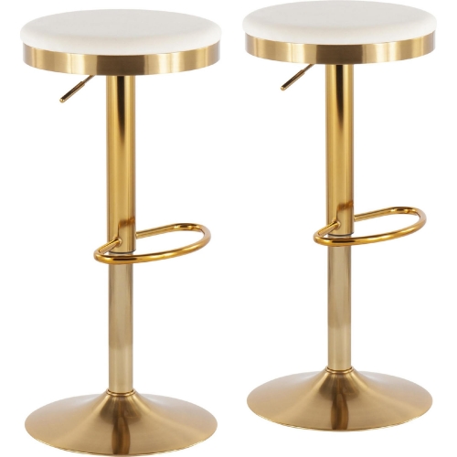 Dakota Adjustable Bar Stool in Cream Velvet & Gold Steel (Set of 2)